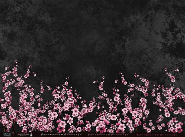 Bordüre Whispering Blossom schwarz - Meterware - Jersey